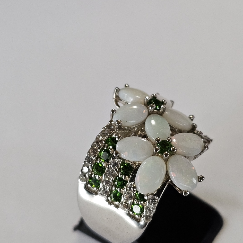 Genuine Australian Opal & Green Tsavorite Garnets in Solid Sterling Silver! ✨️ - Picture 4 of 10